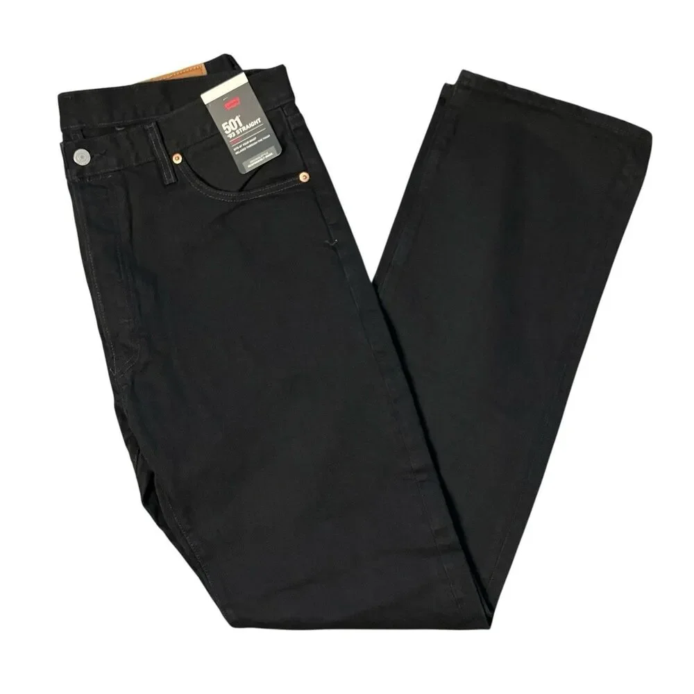 Levi's 501 Jeans Mens 36x36 Black 93’ Straight Denim Button Fly Regular Fit Tall